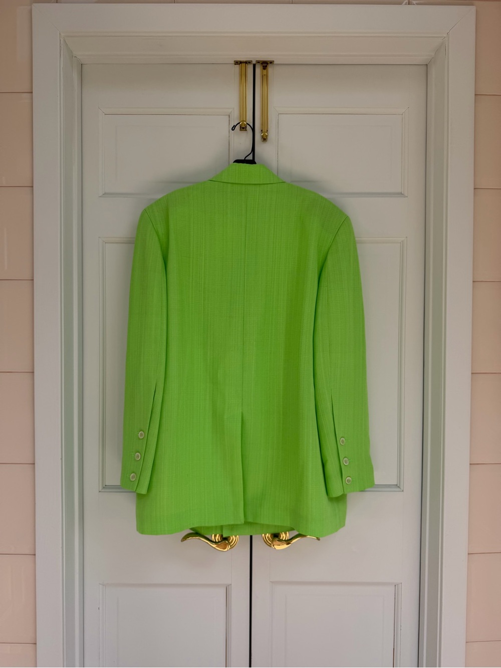 Jacquemus “Le Splash” Neon Lime Green Double-Breasted Linen Blazer - Picture 15 of 16